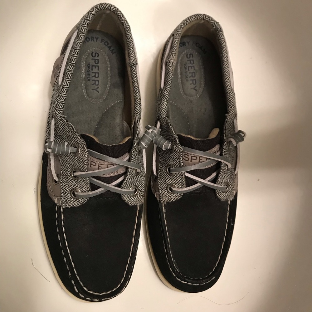 Black and gray Sperry Top side memory foam